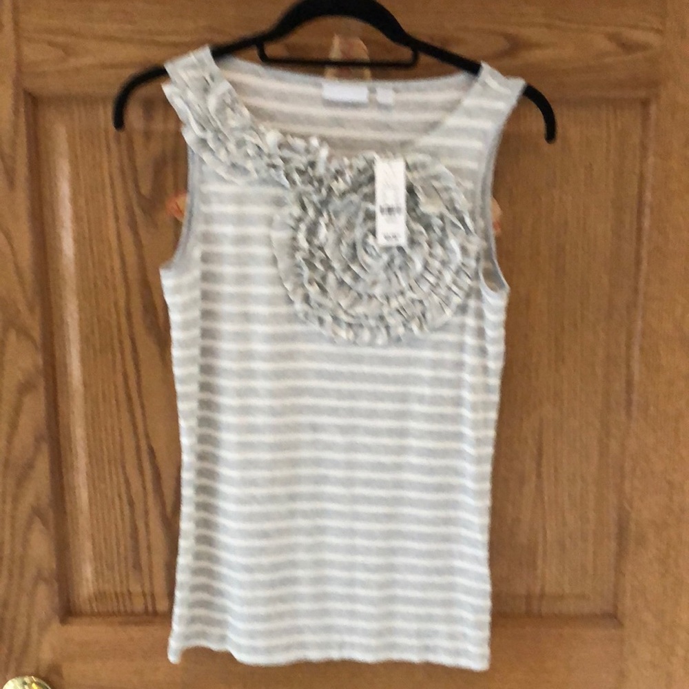 New York & company light gray stripe tank